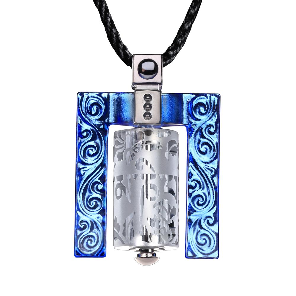 Crystal Necklace, Pendant, LIULI Prayer Wheel, Eternal Cycle of Compassion (Framed) - LIULI Crystal Art