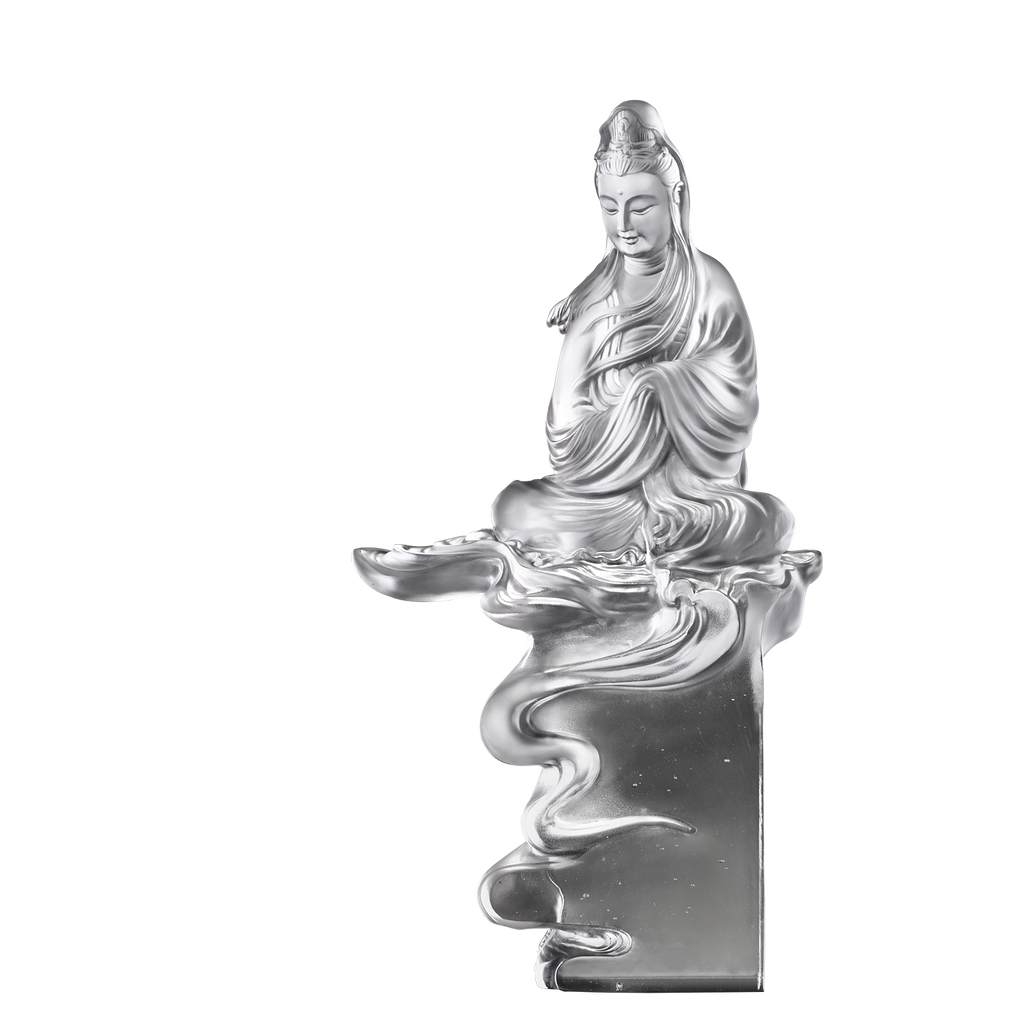 '-- DELETE -- Crystal Buddha, Guanyin, Mortal Smile-A Free and Idle Heart - LIULI Crystal Art