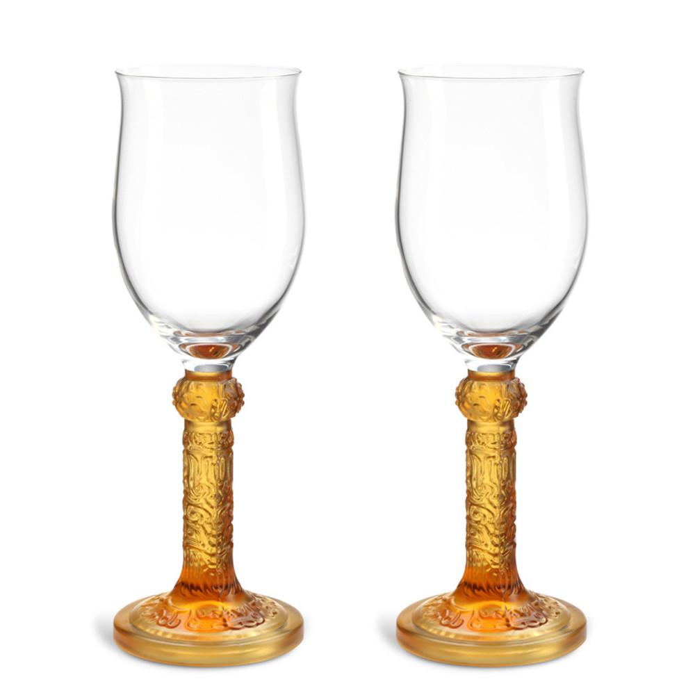 Wine Goblet, Dessert Wine Glass - Flower Moon Duo - LIULI Crystal Art