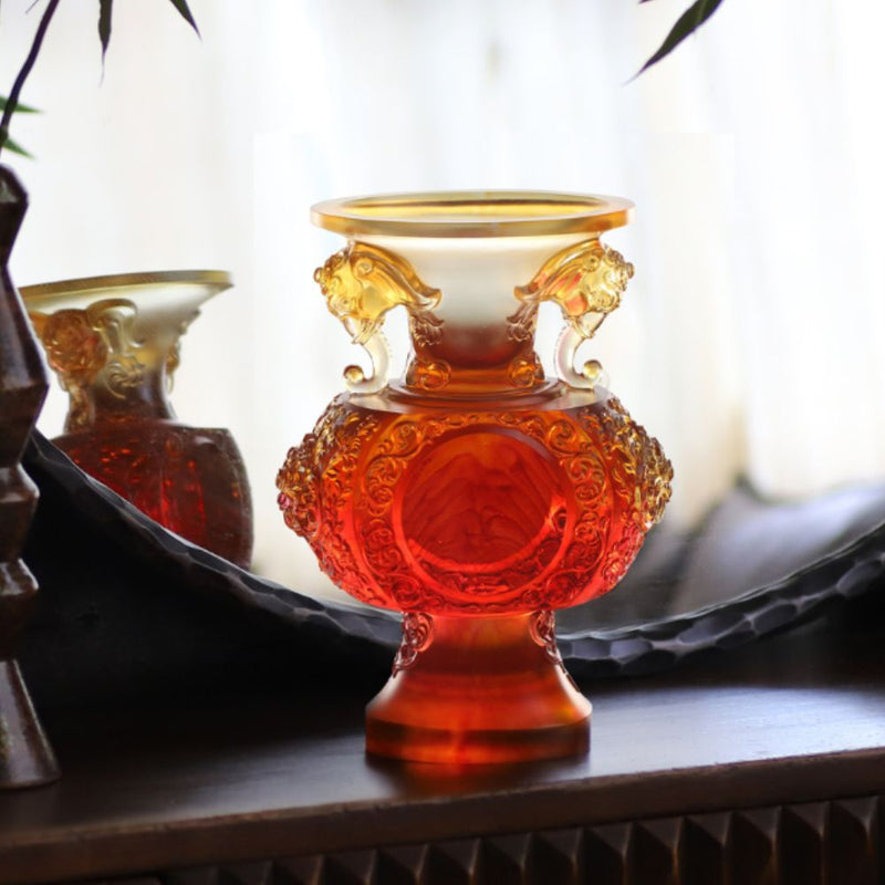 LIULI Crystal Chinese Vessel, Ding, Ascend and Gaze Upon Glory