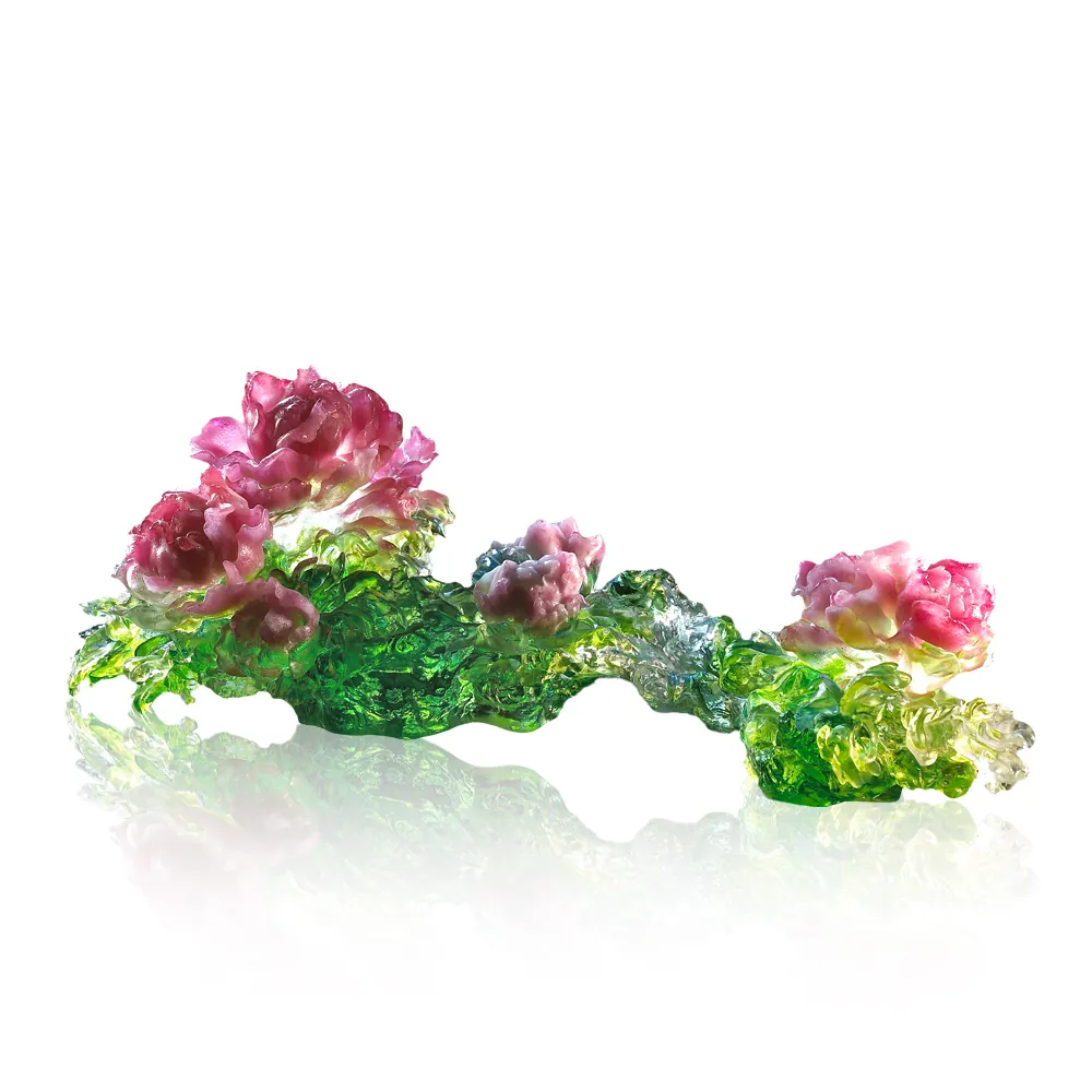 LIULI Crystal Flower in Ruyi Shape, Eternal Spring of a Million Flowers