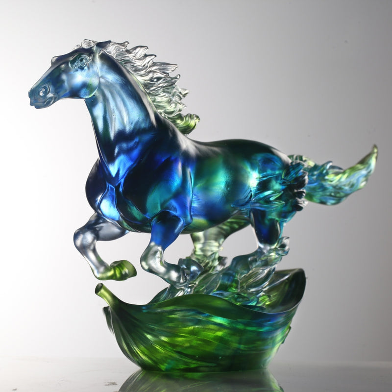 LIULI Crystal Art Horse Sculpture, Advance without Fear