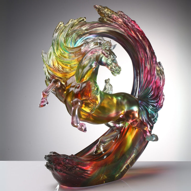 LIULI Crystal Art Horse Sculpture, The Peak of Greatness