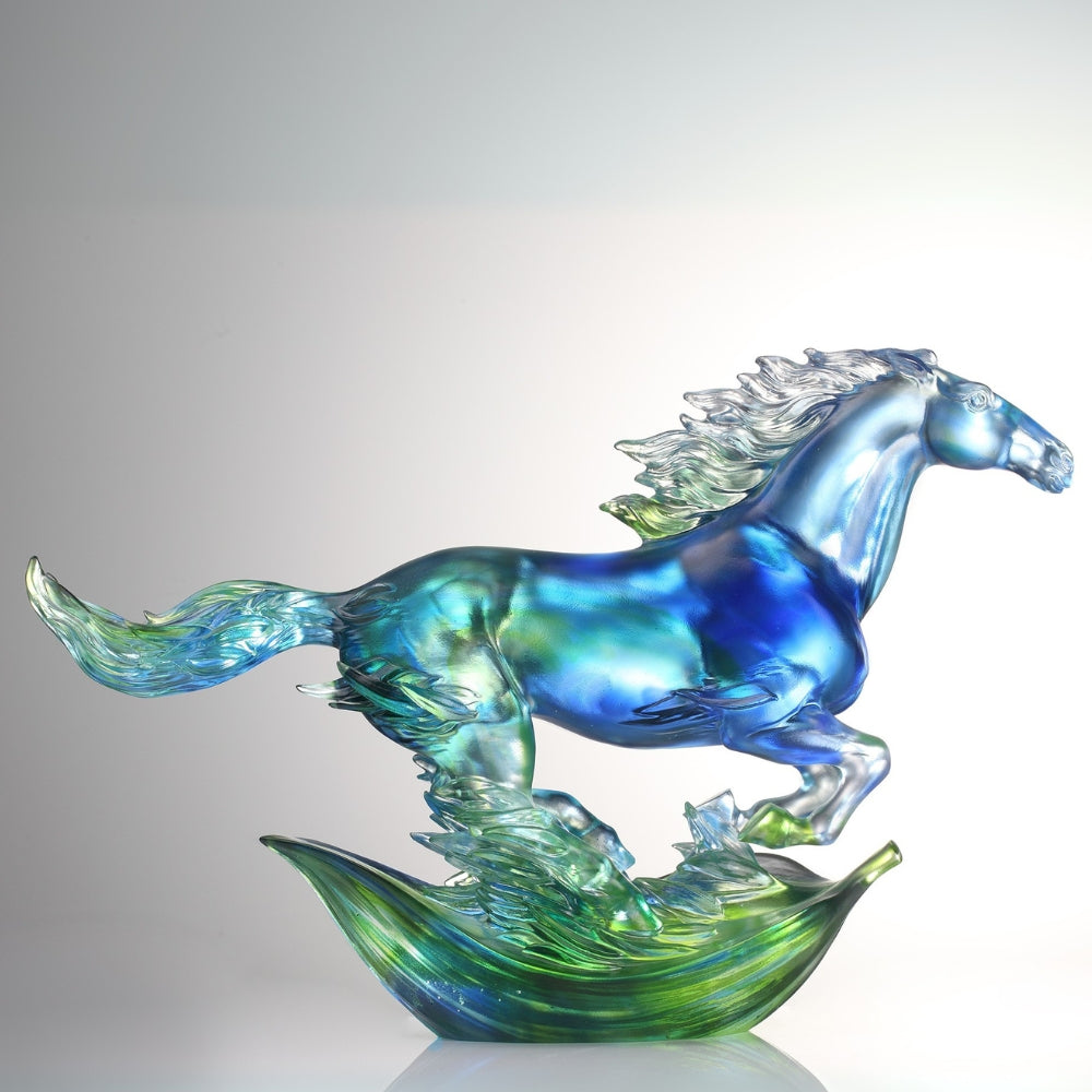 LIULI Crystal Art Horse Sculpture, Advance without Fear