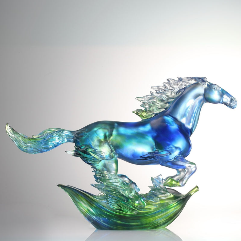LIULI Crystal Art Horse Sculpture, Advance without Fear
