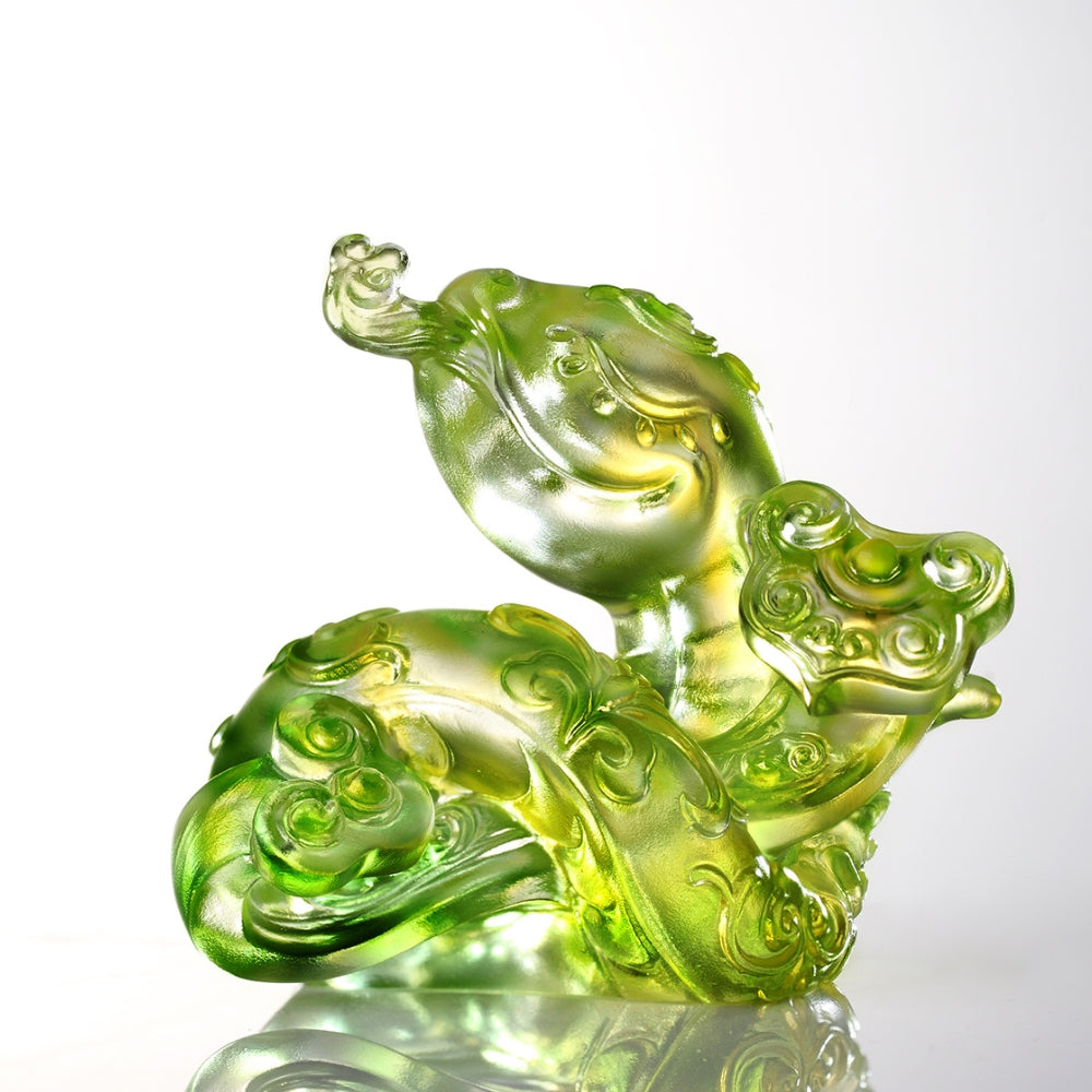 LIULI Crystal Art, Zodiac Figurine, Snake, Ruyi’s Twelve Blessings-Clever Little Snake
