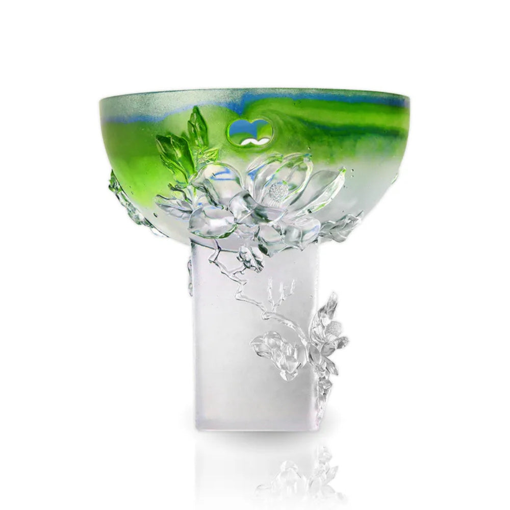 LIULI Crystal Floral Vase, Magnolia, Embodiment of Beauty-Pure Magnolia