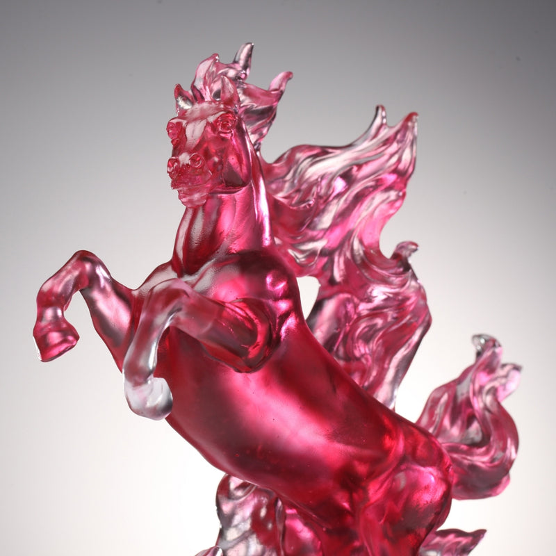 LIULI Crystal Art Horse Sculpture, Triumphant Ascent