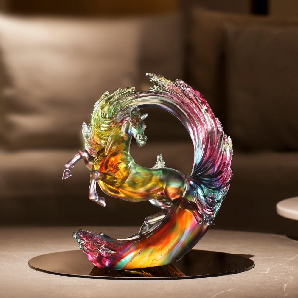 LIULI Crystal Art Horse Sculpture, The Peak of Greatness