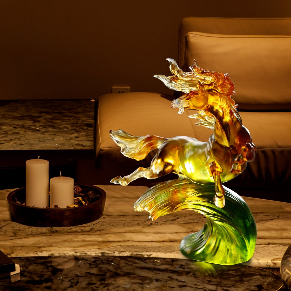 LIULI Crystal Art Horse Sculpture, Transcendent Glory