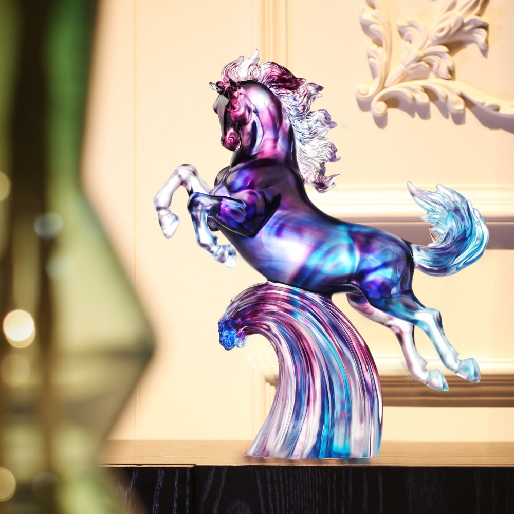 LIULI Crystal Art Horse Sculpture, Lofty Peaks, Far-Sighted Vision