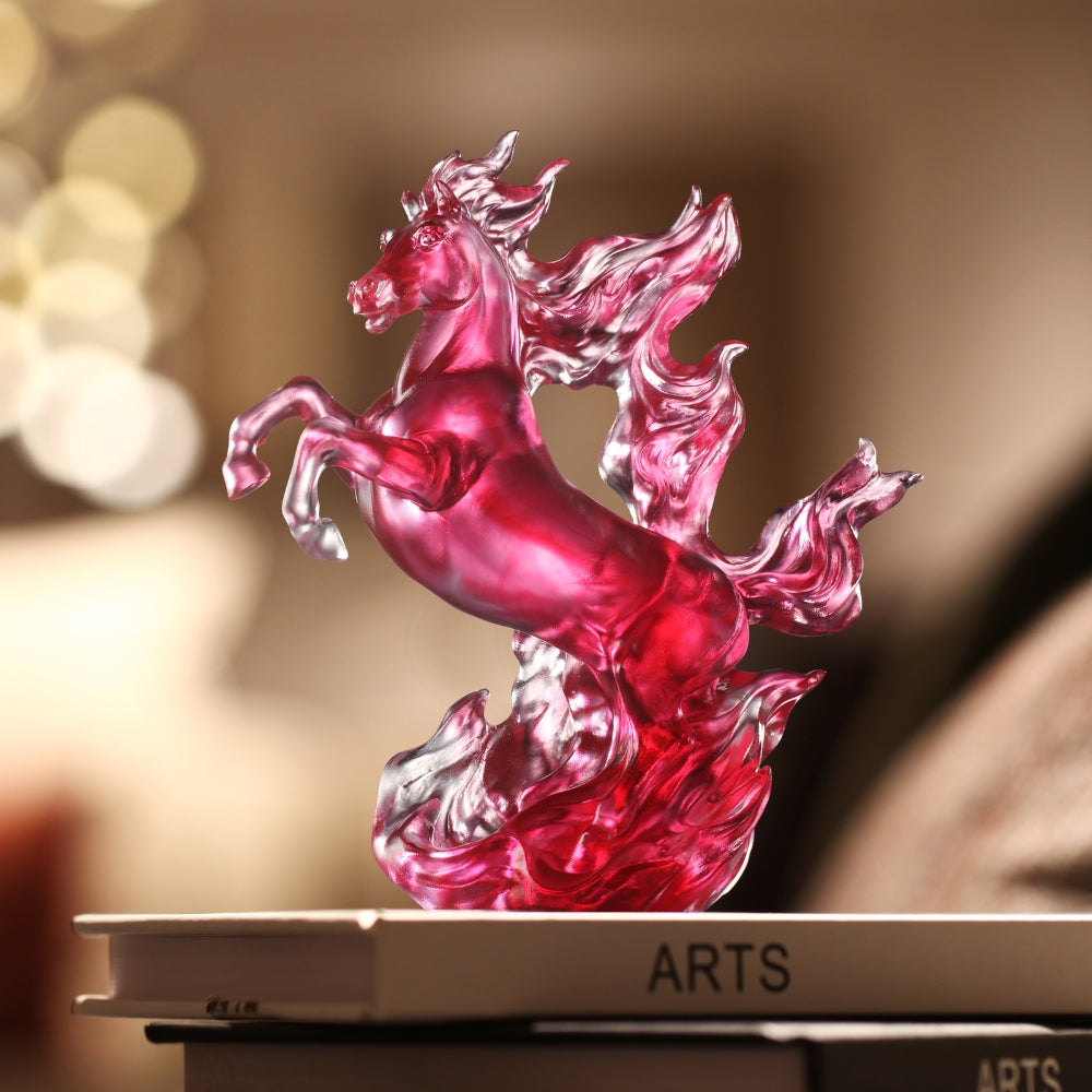 LIULI Crystal Art Horse Sculpture, Triumphant Ascent