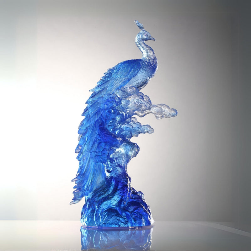 LIULI Crystal Bird, Peacock, Divine Splendour