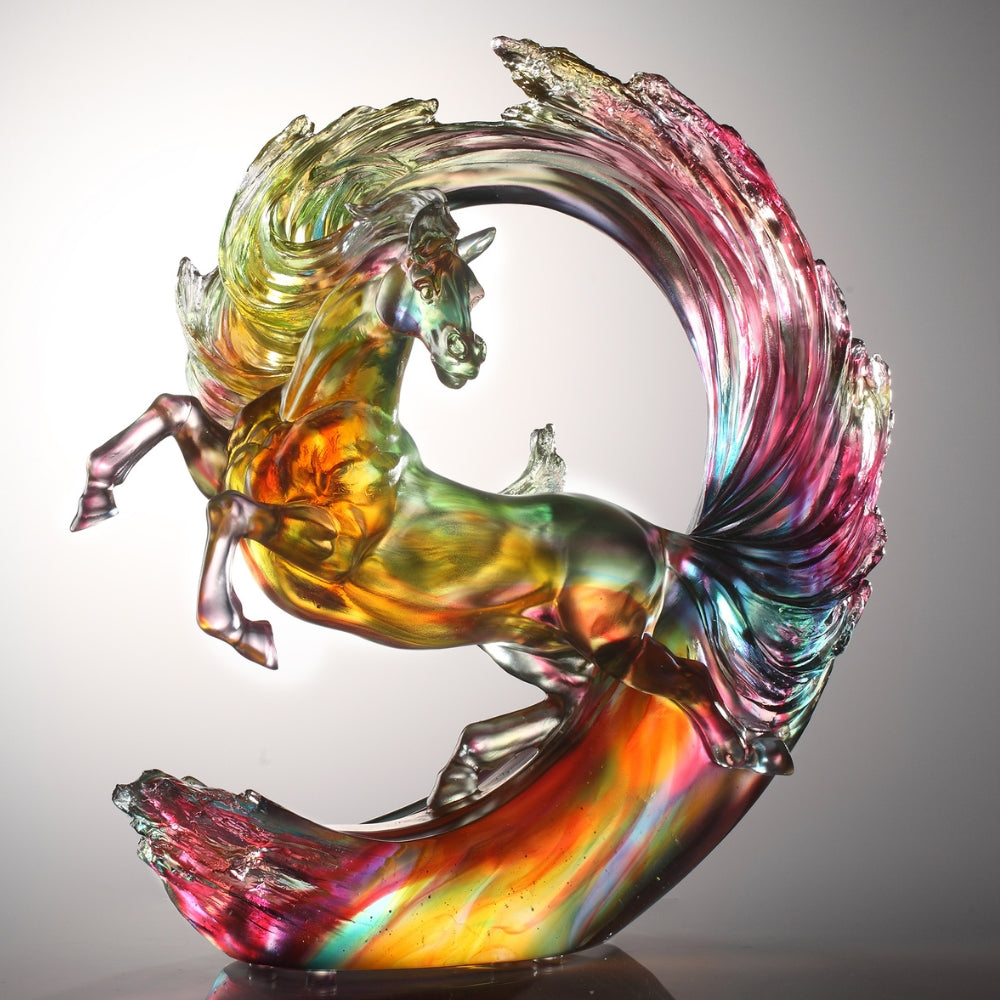 LIULI Crystal Art Horse Sculpture, The Peak of Greatness
