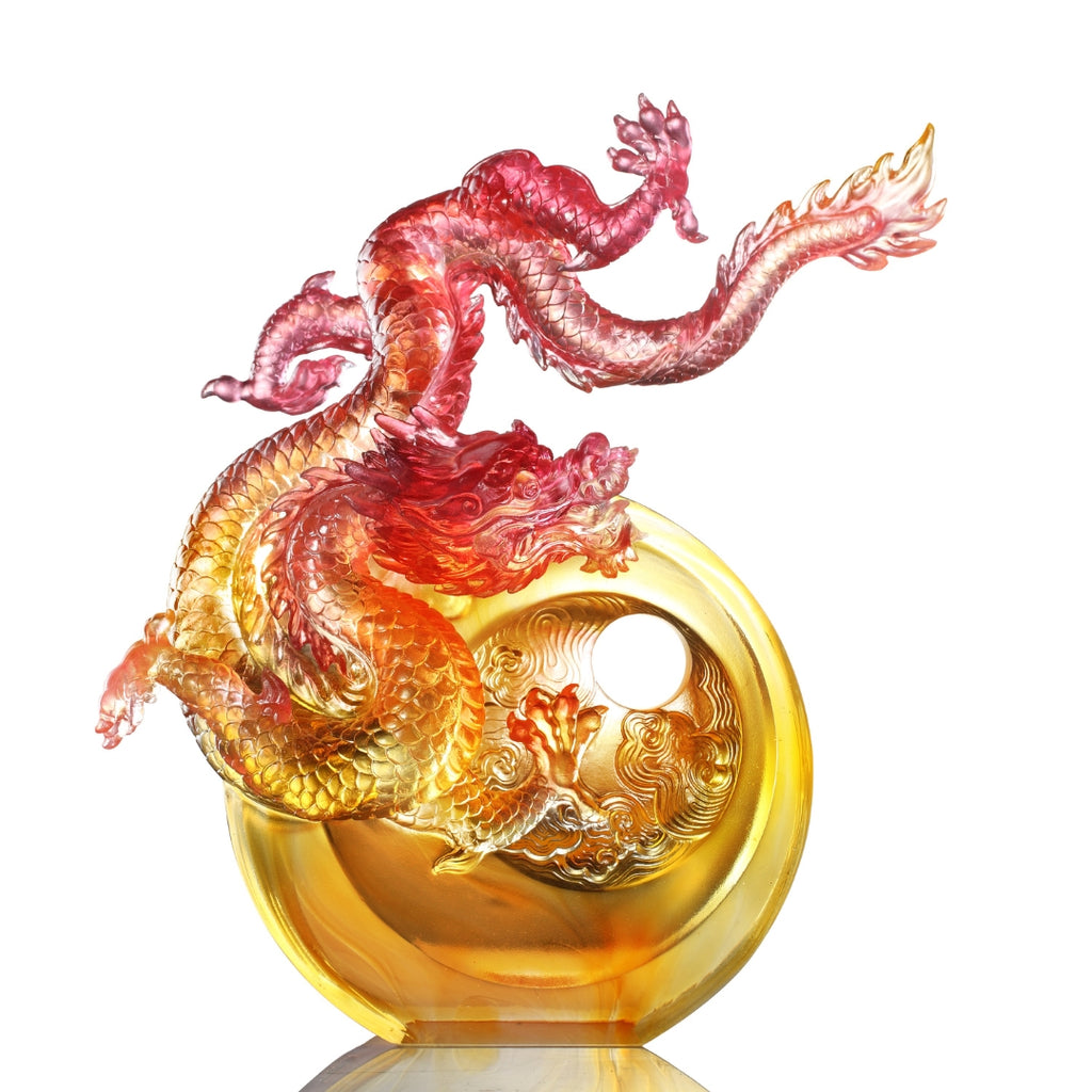 LIULI Crystal Art Mythical Dragon, True Believer, Ambition to Soar