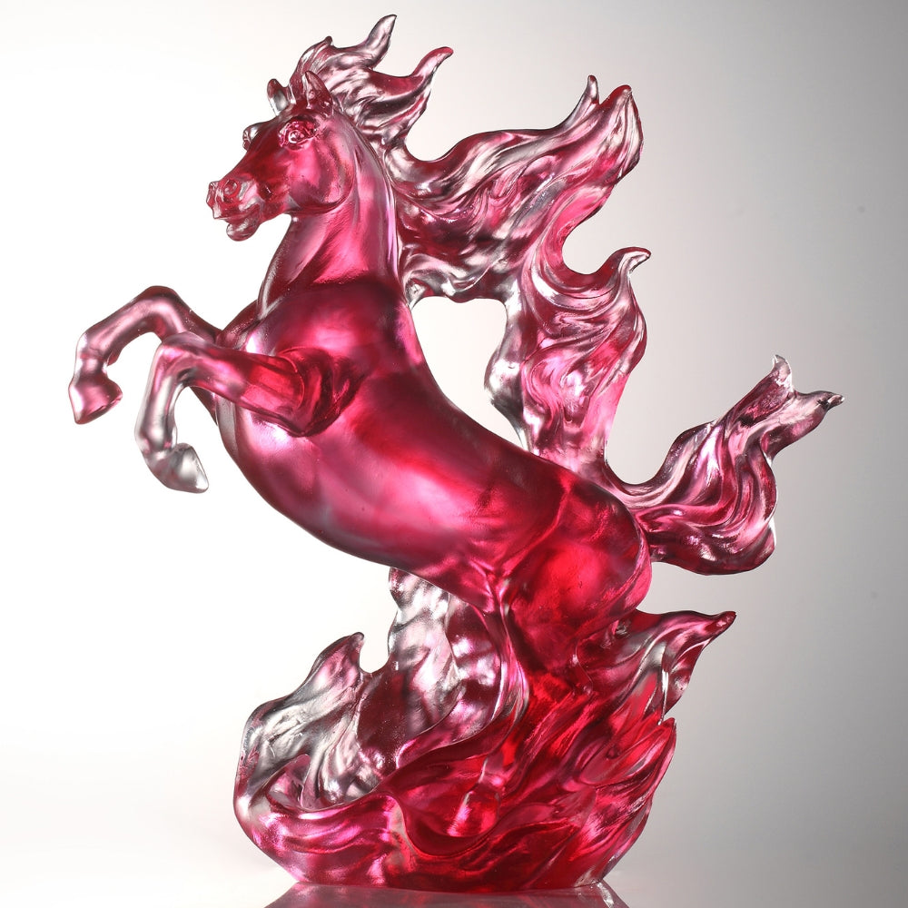 LIULI Crystal Art Horse Sculpture, Triumphant Ascent