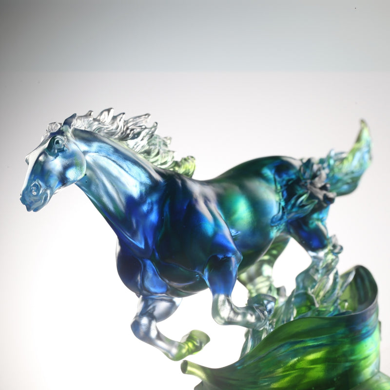 LIULI Crystal Art Horse Sculpture, Advance without Fear