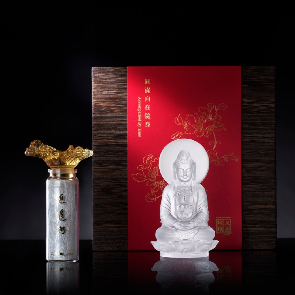 LIULI Crystal Buddha, Guanyin, Accompanied By Ease gift set