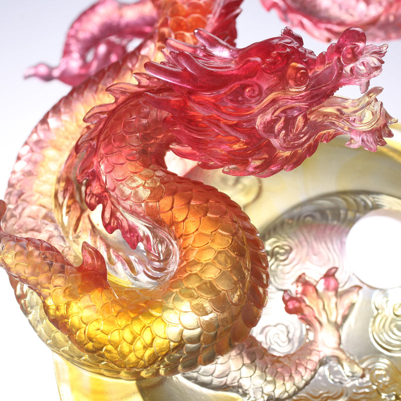 LIULI Crystal Art Mythical Dragon, True Believer, Ambition to Soar