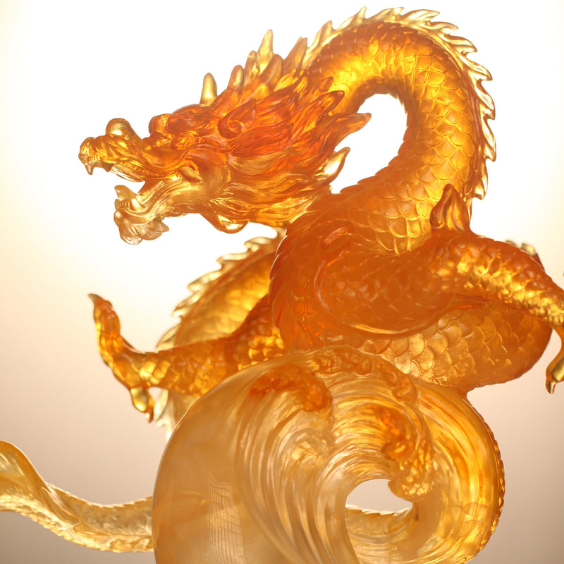LIULI Crystal Art Mythical Dragon, True Believer, Rising Swell