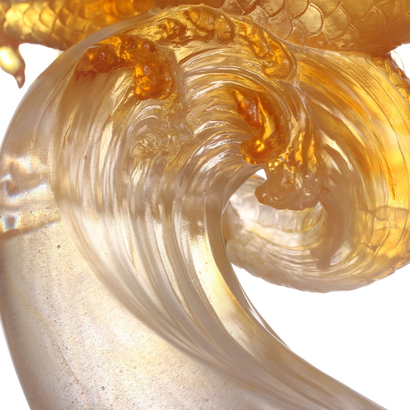 LIULI Crystal Art Mythical Dragon, True Believer, Rising Swell
