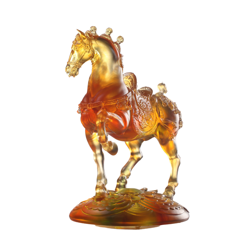 LIULI Crystal Art Horse Sculpture, Exultation