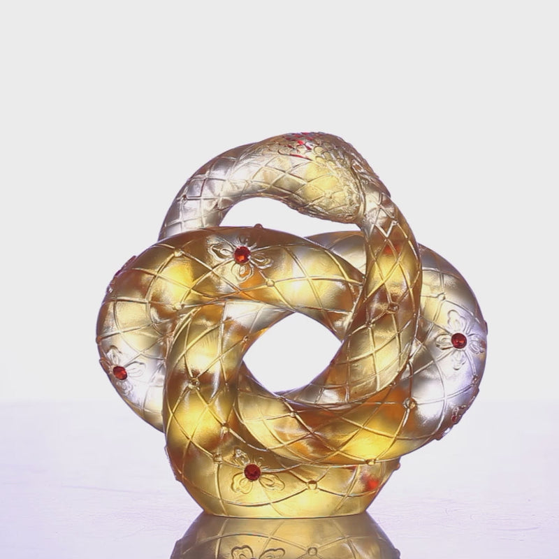 LIULI Crystal Art, Zodiac Figurine, Snake, Shifting Winds of Fate