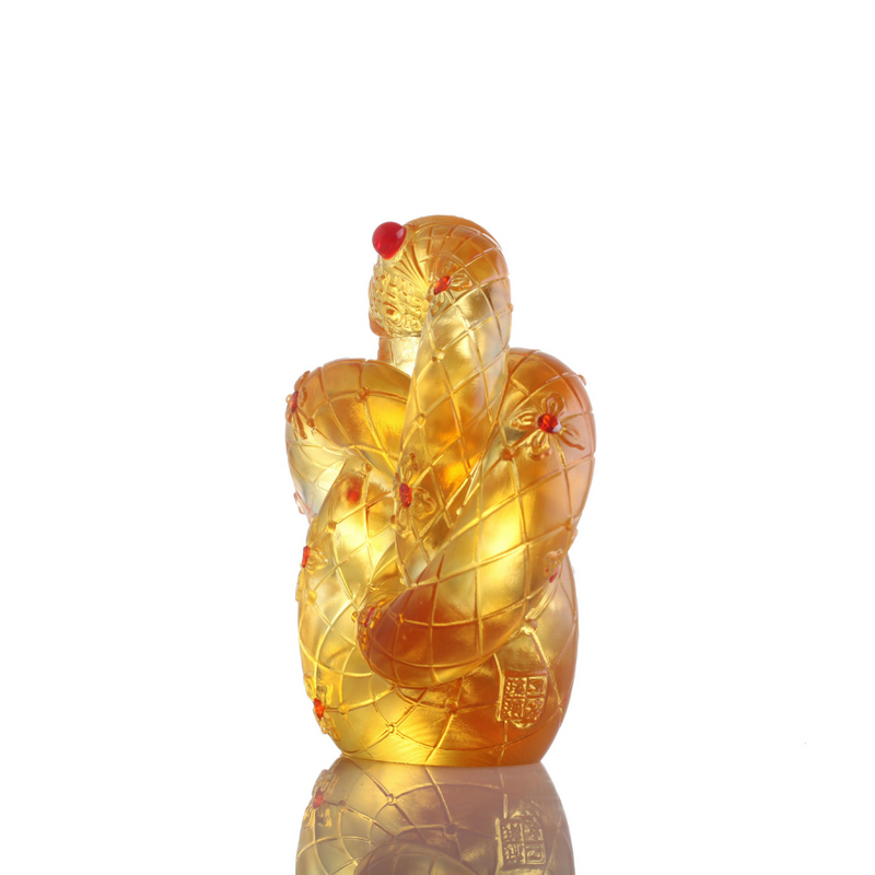 LIULI Crystal Art, Zodiac Figurine, Snake, Shifting Winds of Fate