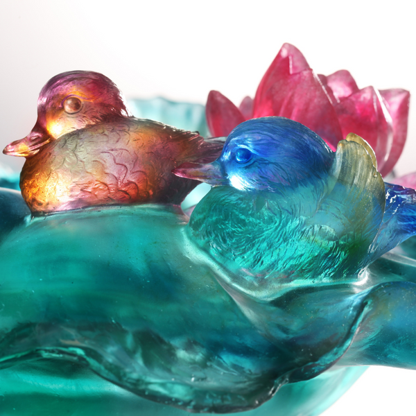 LIULI Crystal vase, Flower, Lotus, Mandarin ducks, Overflow of Beauty ...