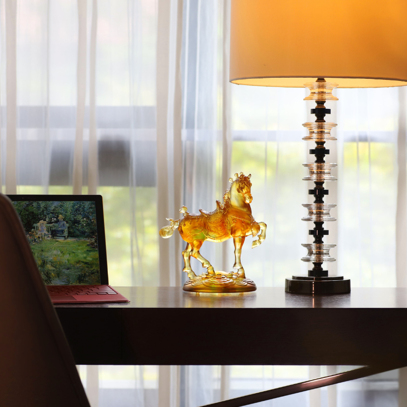 LIULI Crystal Art Horse Sculpture, Exultation