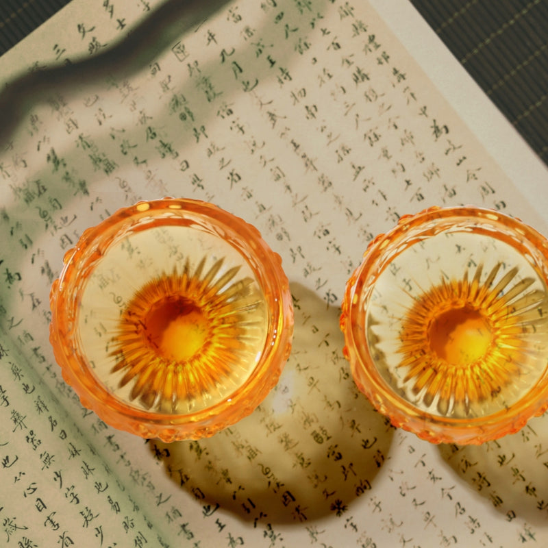 LIULI, Crystal Sake Glass, Shot Glass (Set of 2), Always the Right Time-Loquat