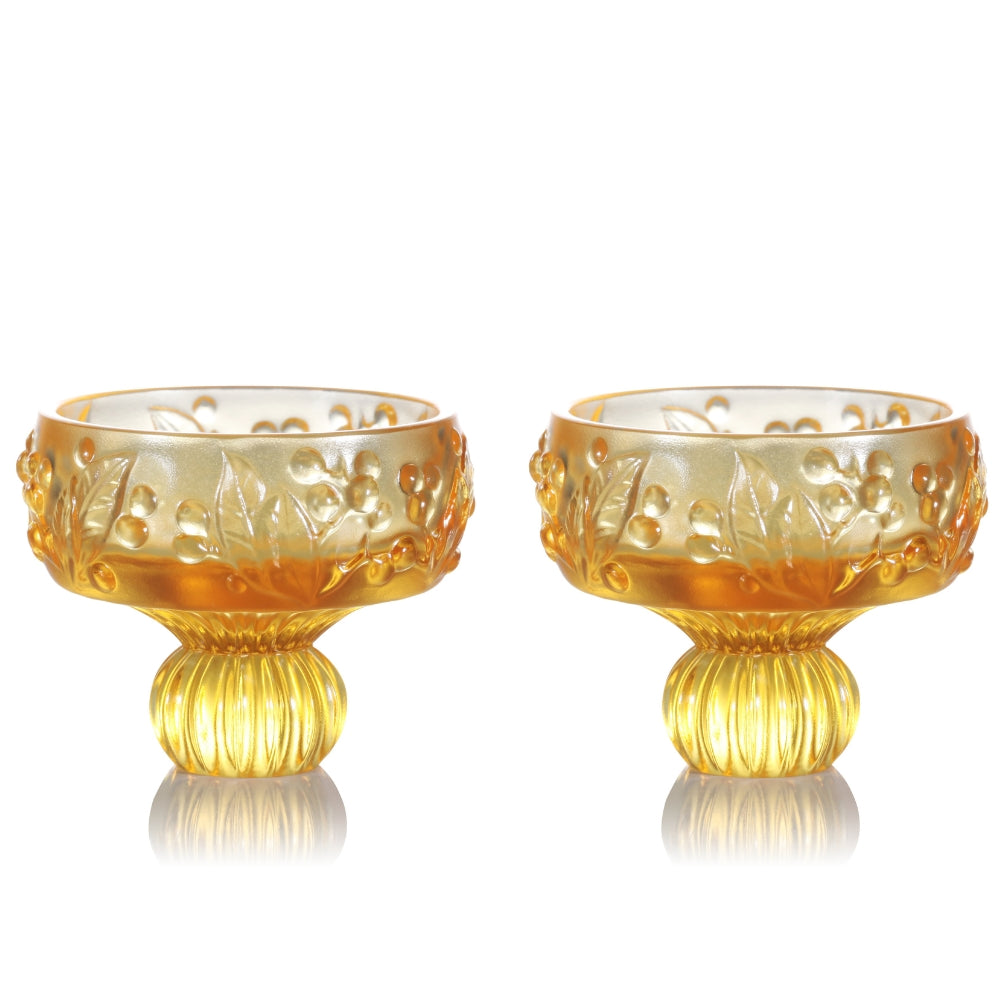 LIULI, Crystal Sake Glass, Shot Glass (Set of 2), Always the Right Time-Loquat