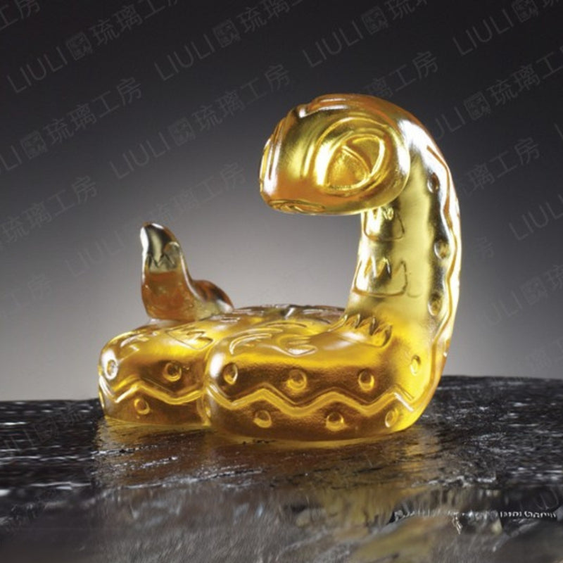 LIULI Crystal Chinese Vessel, Little Blue Snake