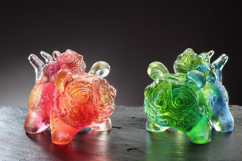 LIULI Crystal Tiger Figurine, The Power of Happiness