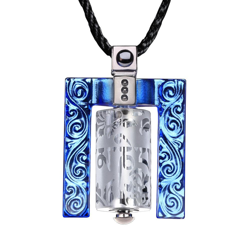 Crystal Necklace, Pendant, LIULI Prayer Wheel, Eternal Cycle of Compassion (Framed) - LIULI Crystal Art