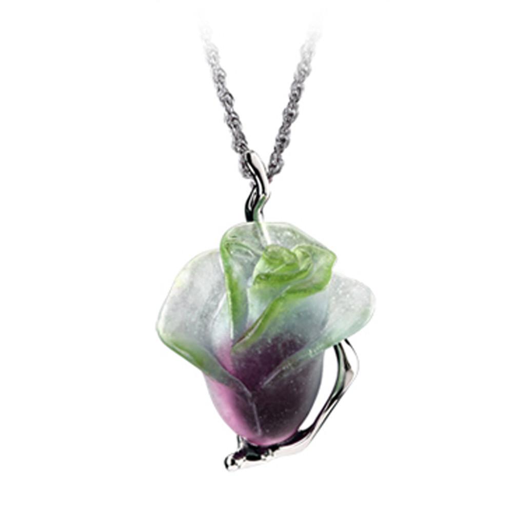 '-- DELETE -- Necklace (Rose Figurine, I am the Most Beautiful) - "Commitment" - LIULI Crystal Art
