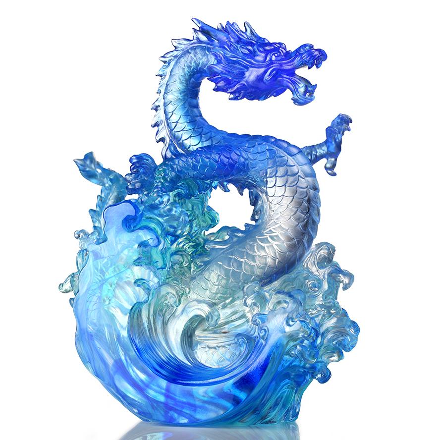 LIULI Crystal Dragon, Ocean Wave, Dragon of Excellence