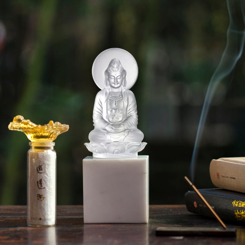 LIULI Crystal Buddha, Guanyin, Accompanied By Ease
