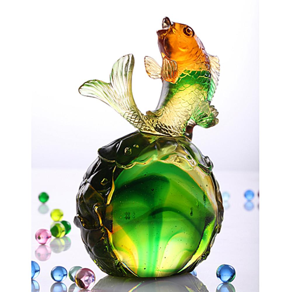LIULI Crystal Carp Fish Sculpture, Together, We Rise – LIULI Crystal Art -  Singapore