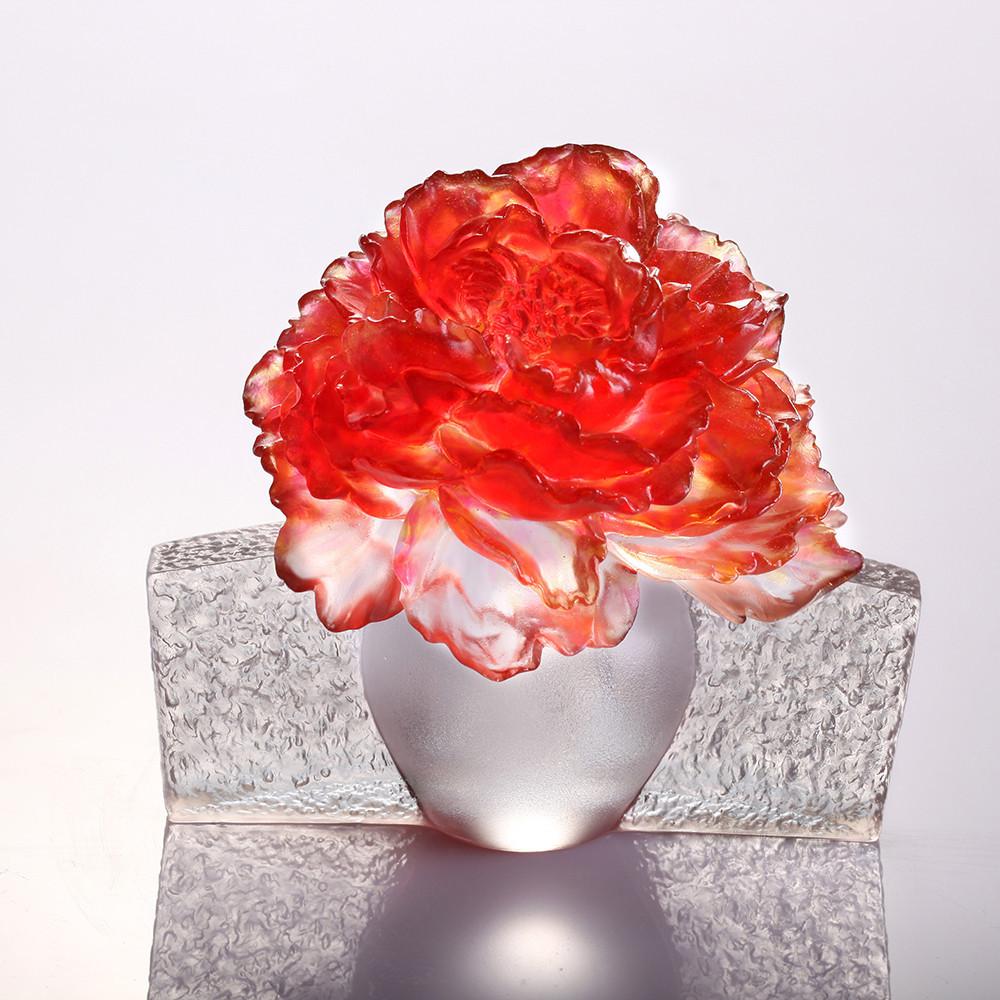 Crystal Flower, Peony, Wondrous Bloom - LIULI Crystal Art