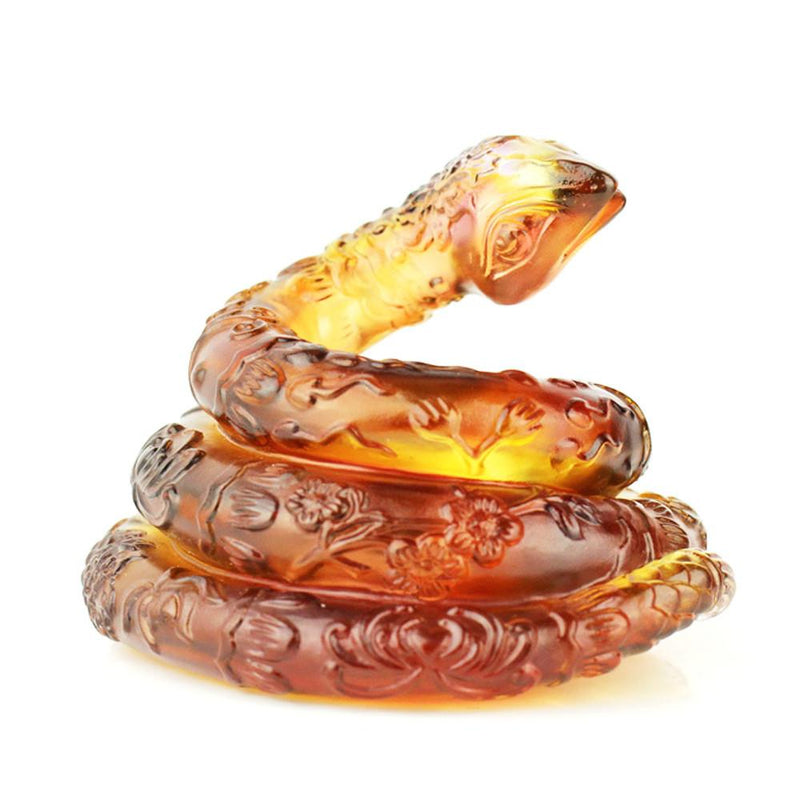 '-- DELETE -- In Protective Coil (Protection) - Crystal Snake Figurine - LIULI Crystal Art