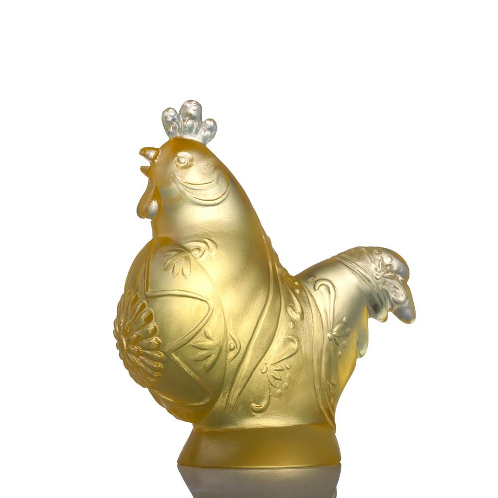 '-- DELETE -- Your Propitious Highness (Good Fortune) - Rooster Figurine - LIULI Crystal Art