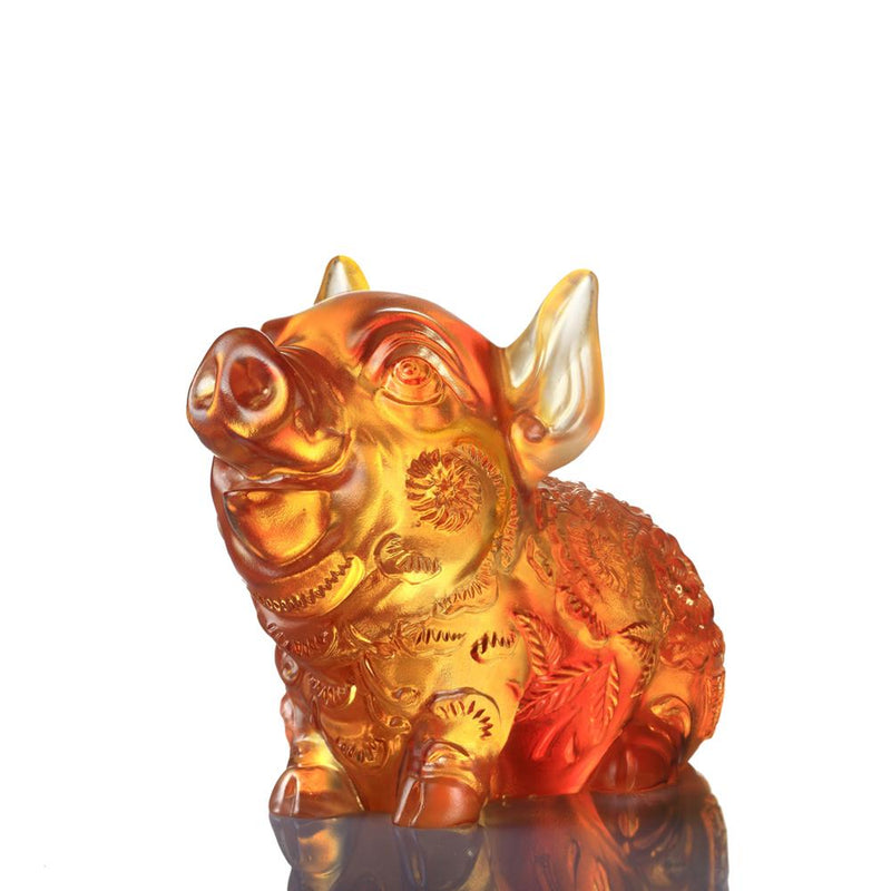 Crystal Animal, Pig, Piglet of Fortune - LIULI Crystal Art