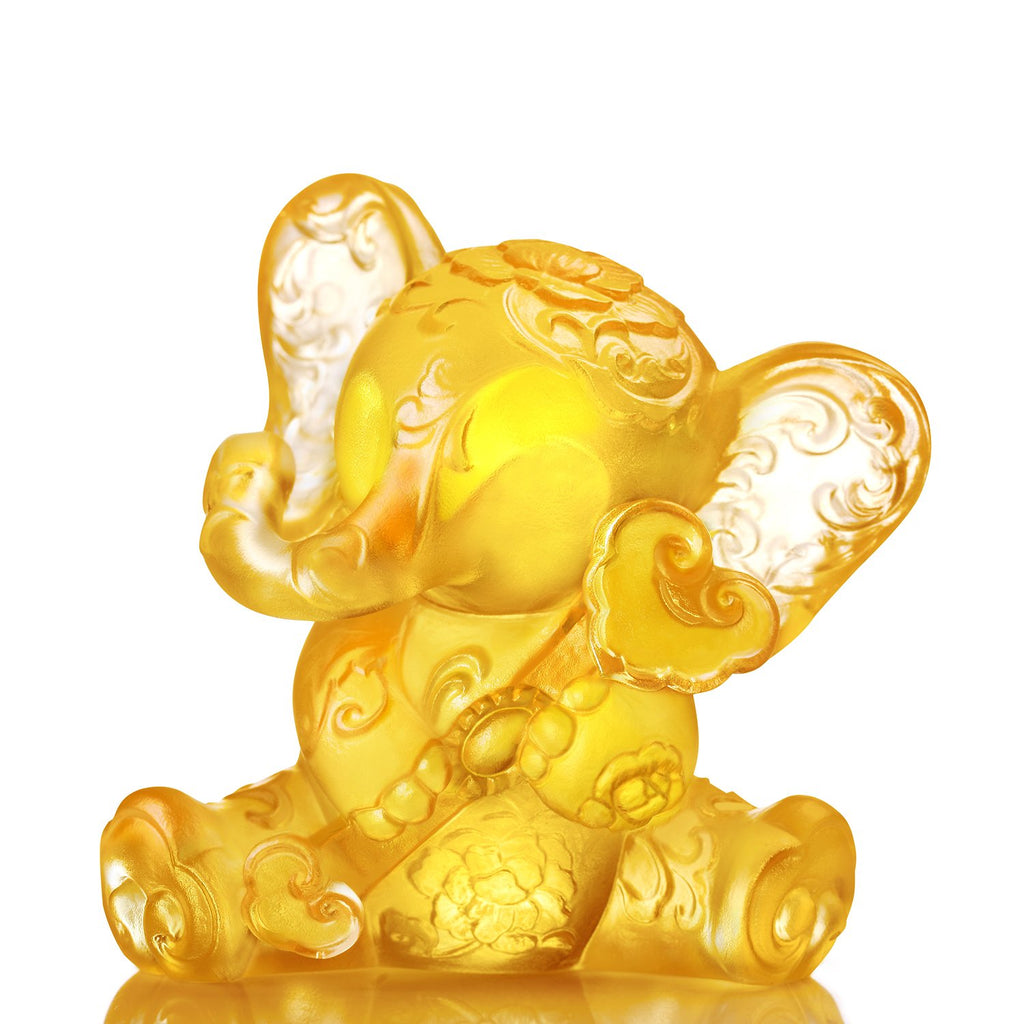LIULI Crystal Elephant Sculpture, Lucky Little Elephant