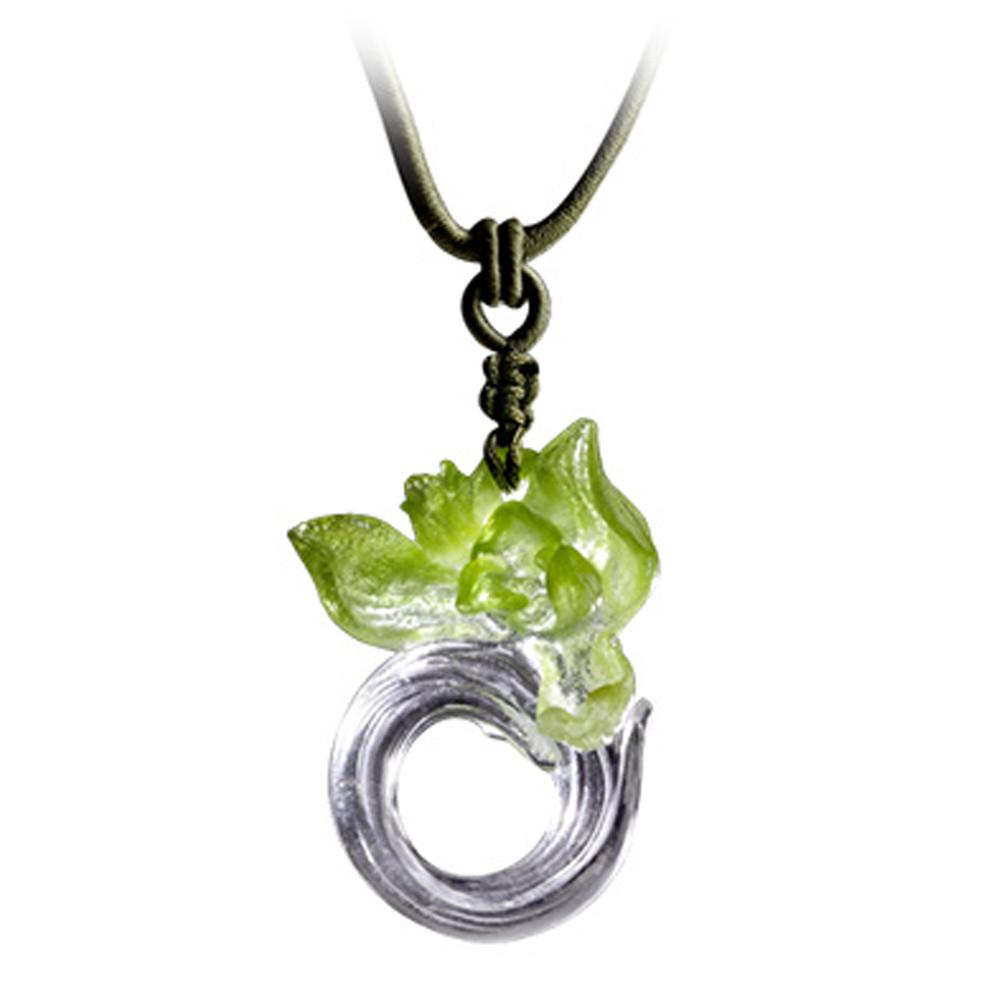 Crystal Necklace, Orchid Flower, Imminent Spring Dance - LIULI Crystal Art