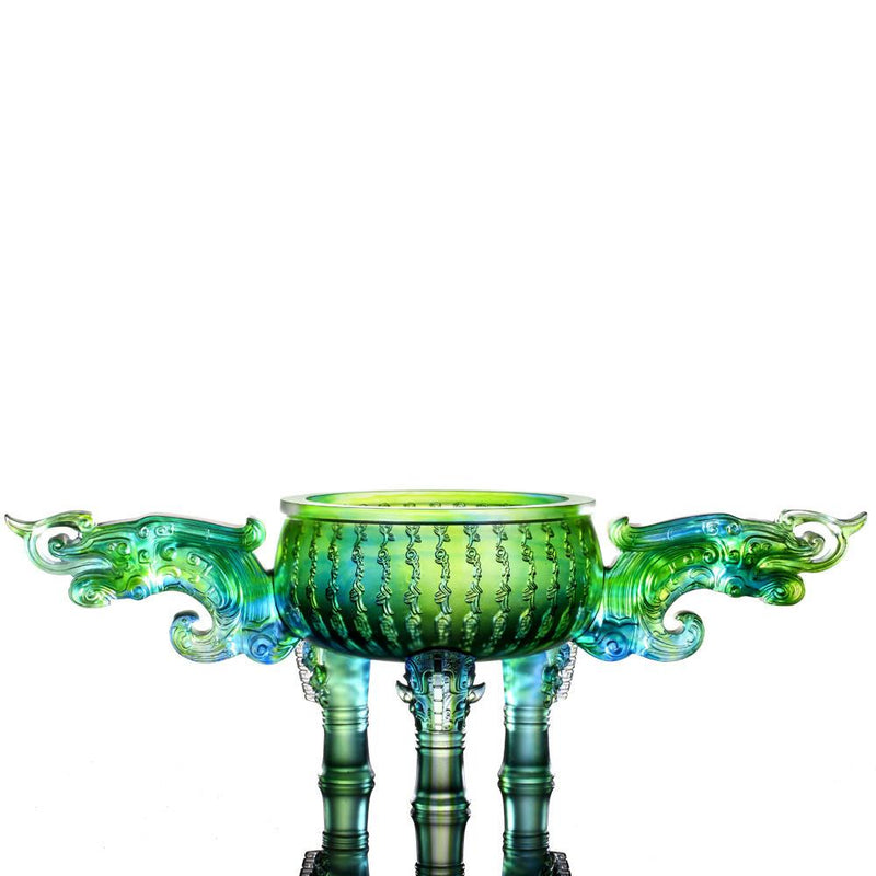 '-- DELETE -- Magnanimous Dragon Ding (Thrive) - Dragon Vessel, Chinese Ding Figurine - LIULI Crystal Art