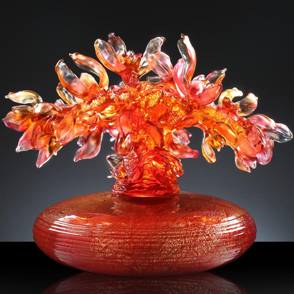 '-- DELETE -- Crystal Treasure Vase, A Vase of Riches-Orchid Happiness - LIULI Crystal Art