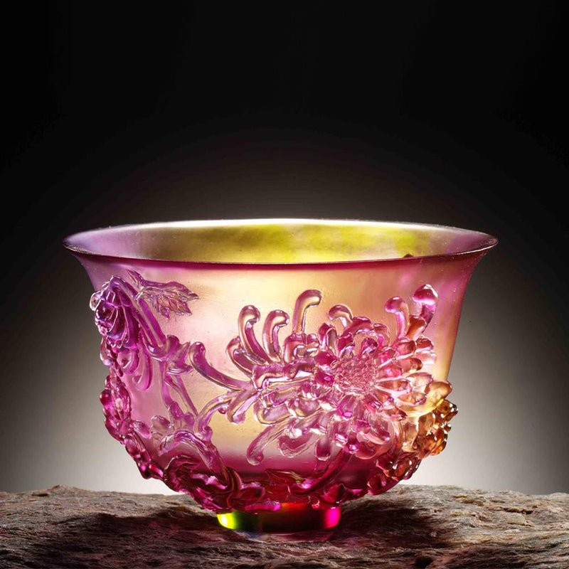 Crystal Bowl, Chrysanthemum, The Four Gentlemen, The Chrysanthemum Gentleman - LIULI Crystal Art
