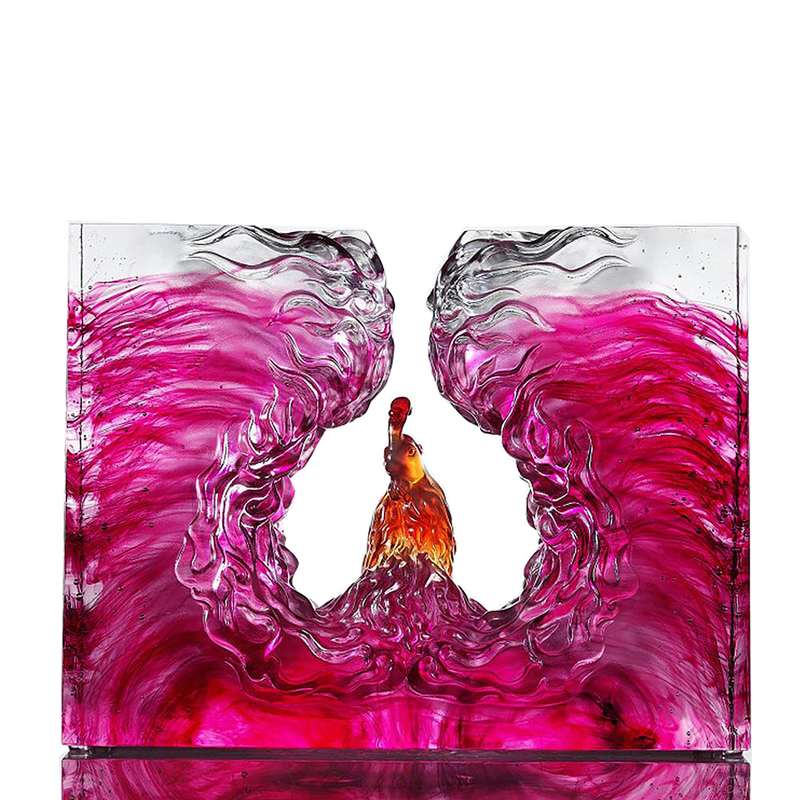 Crystal Mythological Bird, Pheonix, Phoenix, Illuminated Heart of Fire and Wind - LIULI Crystal Art