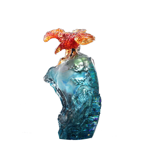 '- Crystla Eagle Figurine (Success) - Flying Eagle - LIULI Crystal Art